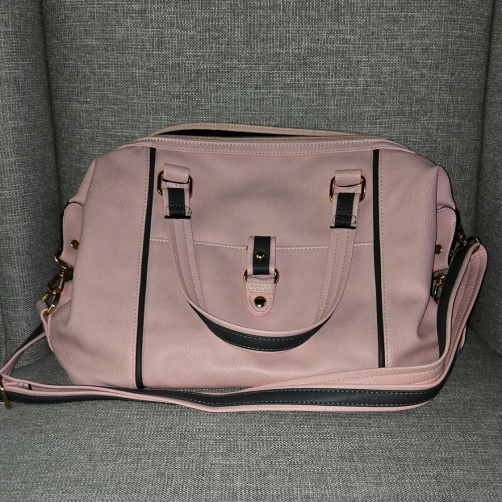 Mia K (MKF Collection) Pink and Gray Shoulder Bag 14x10.5x5.5